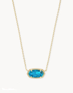 Elisa Bronze Veined Turquoise Pendant Gold Necklace