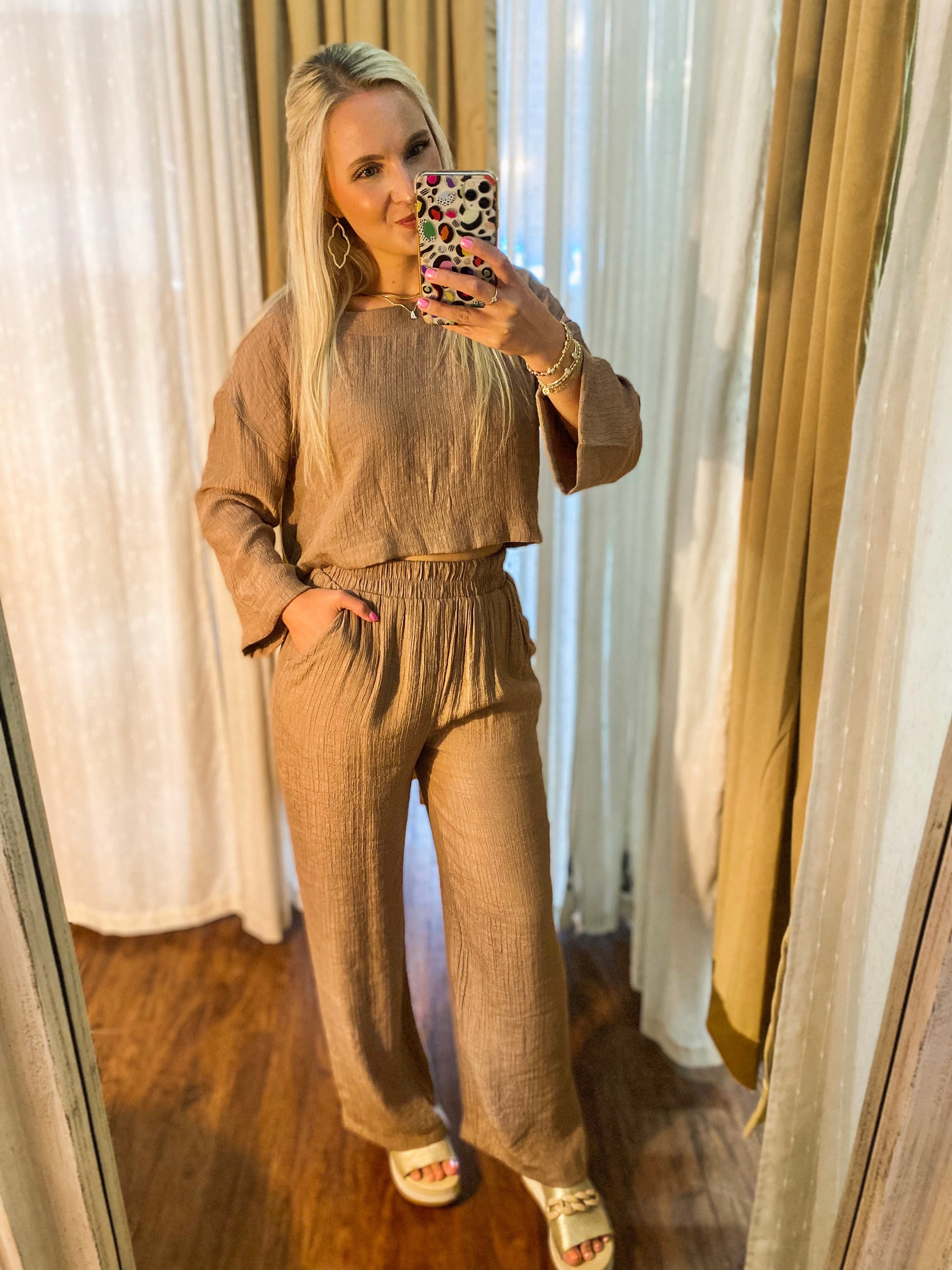 Standing In The Sand Mocha Wide Leg Pants