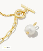 Load image into Gallery viewer, Leighton Convertible White Pearl Chain Gold Necklace
