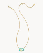 Load image into Gallery viewer, Elisa Sea Green Enamel Framed Pendant Gold Necklace
