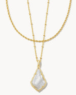Load image into Gallery viewer, Faceted Alex Ivory Illusion Convertible Gold Necklace
