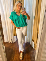 Load image into Gallery viewer, Take This On Kelly Green Bubble Blouse
