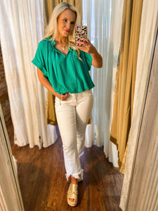 Take This On Kelly Green Bubble Blouse