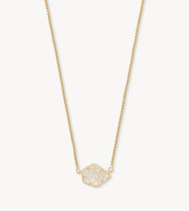 Tess Iridescent Drusy Pendant Gold Necklace