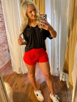 Load image into Gallery viewer, Back It Up Red Lululemon Dupe Shorts
