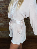 Load image into Gallery viewer, What It Is Pleated Ivory Button Down Blouse and Shorts Set
