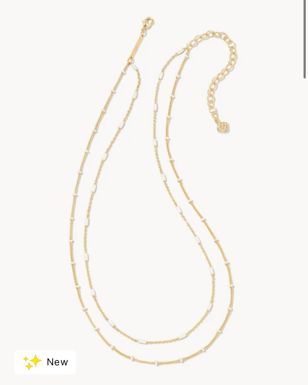 Dottie White Beaded Multi Strand Gold Necklace