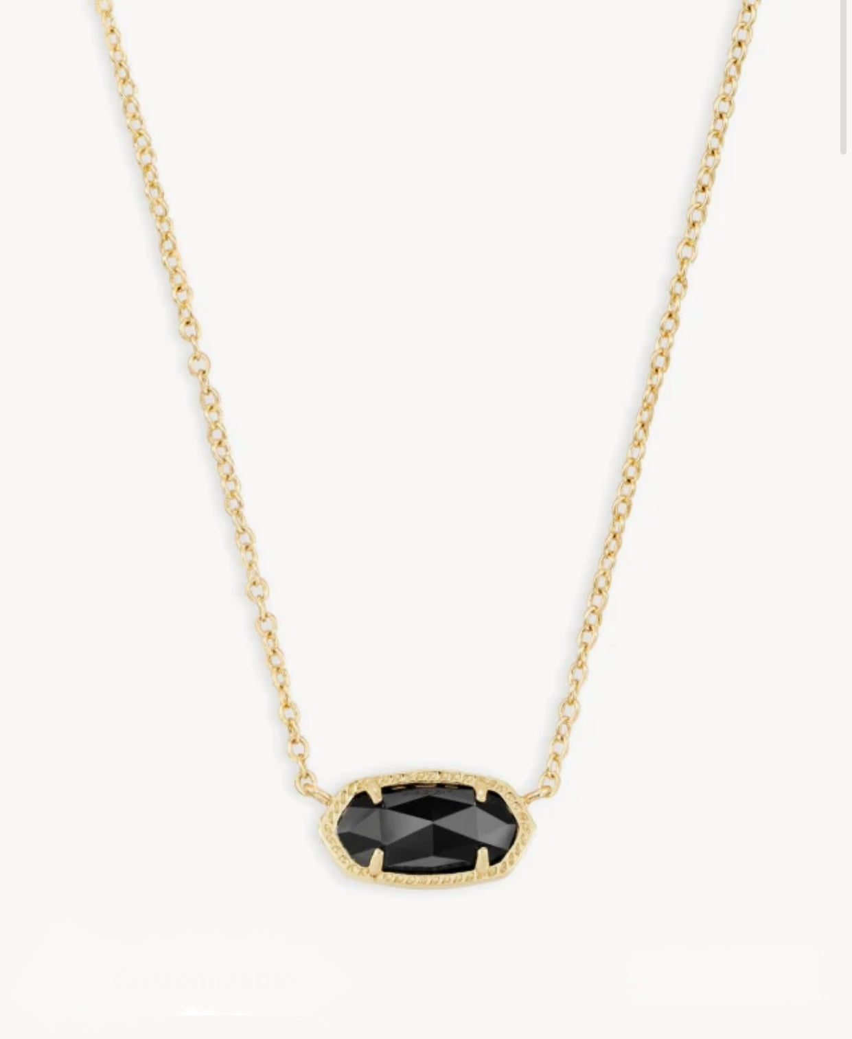 Elisa Black Opaque Glass Pendant Gold Necklace