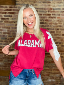 Roll Tide Roll Alabama Sequin Crimson Tee