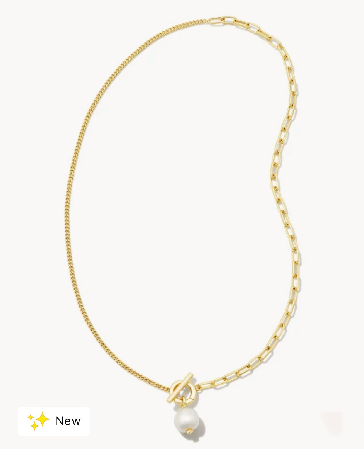 Leighton Convertible White Pearl Chain Gold Necklace