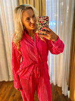 Load image into Gallery viewer, Barbie Life Pink Pleated Button Down Blouse &amp; Pants Set
