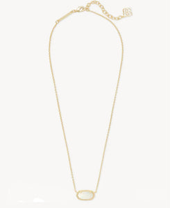 Elisa White Kyocera Opal Pendant Gold Necklace
