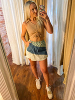 Load image into Gallery viewer, It&#39;s Not Over Sage &amp; Ivory Tri-Color Free People Inspired Skort
