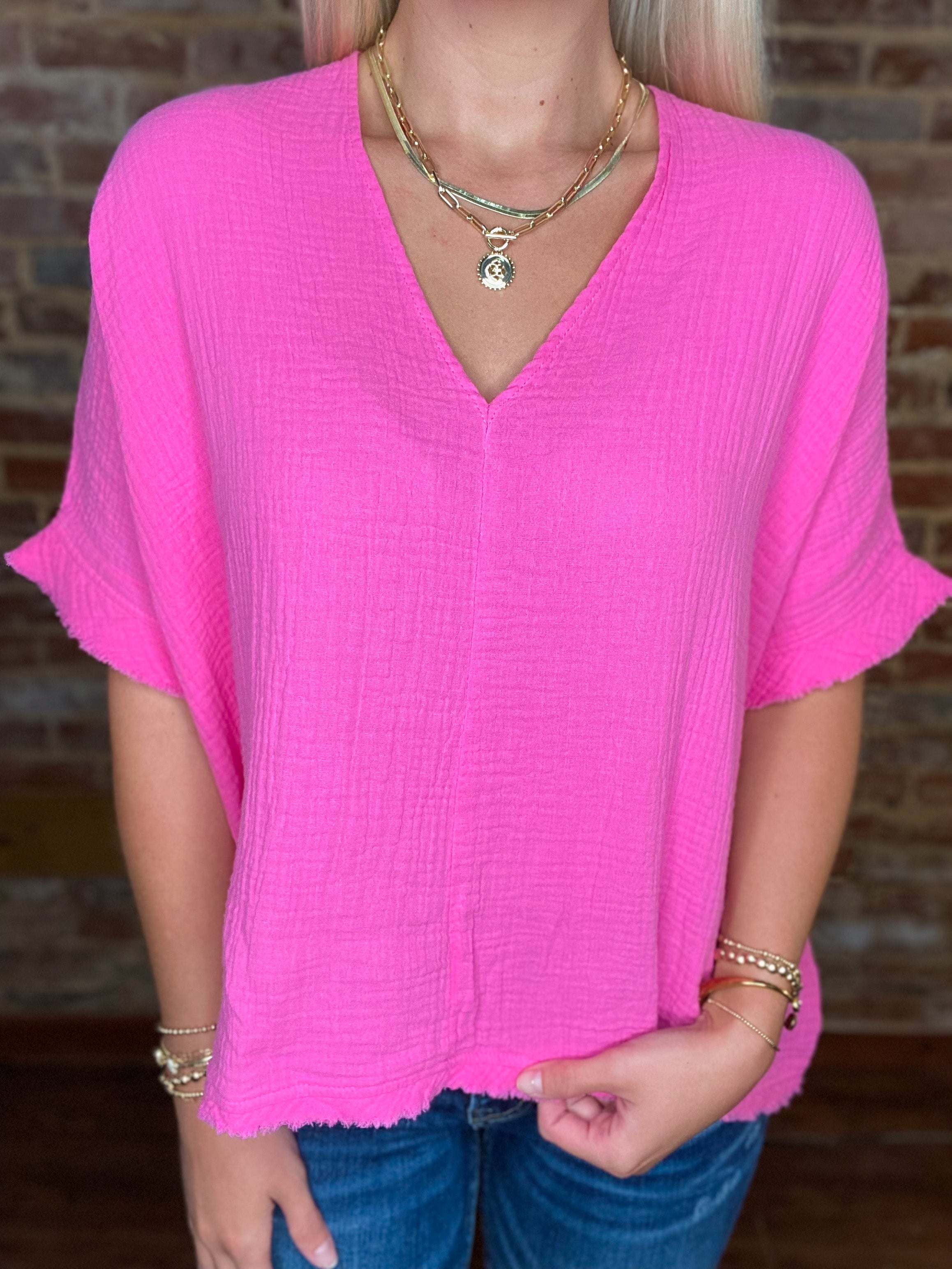 Holding It Together Pink Linen Blouse