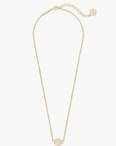 Tess Iridescent Drusy Pendant Gold Necklace