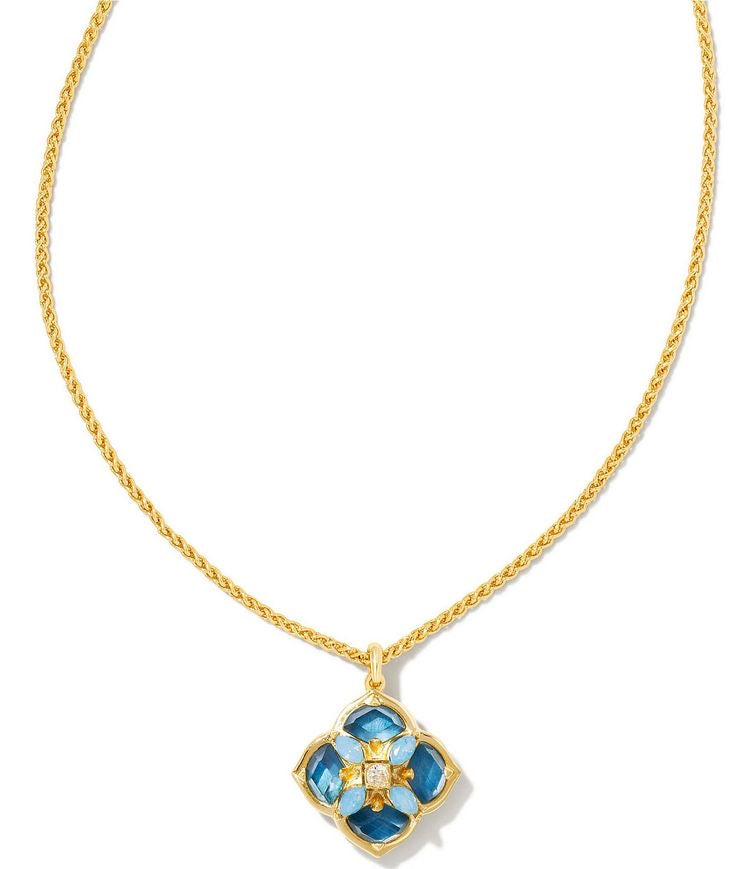 Dira Aqua Pendant Gold Necklace
