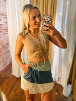 Load image into Gallery viewer, It&#39;s Not Over Sage &amp; Ivory Tri-Color Free People Inspired Skort
