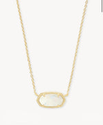 Load image into Gallery viewer, Elisa White Kyocera Opal Pendant Gold Necklace
