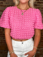 Load image into Gallery viewer, Parting Your Way Pink Bubble Blouse
