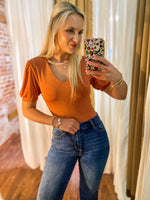Load image into Gallery viewer, Last Look Rust Orange Shimmer Bodysuit
