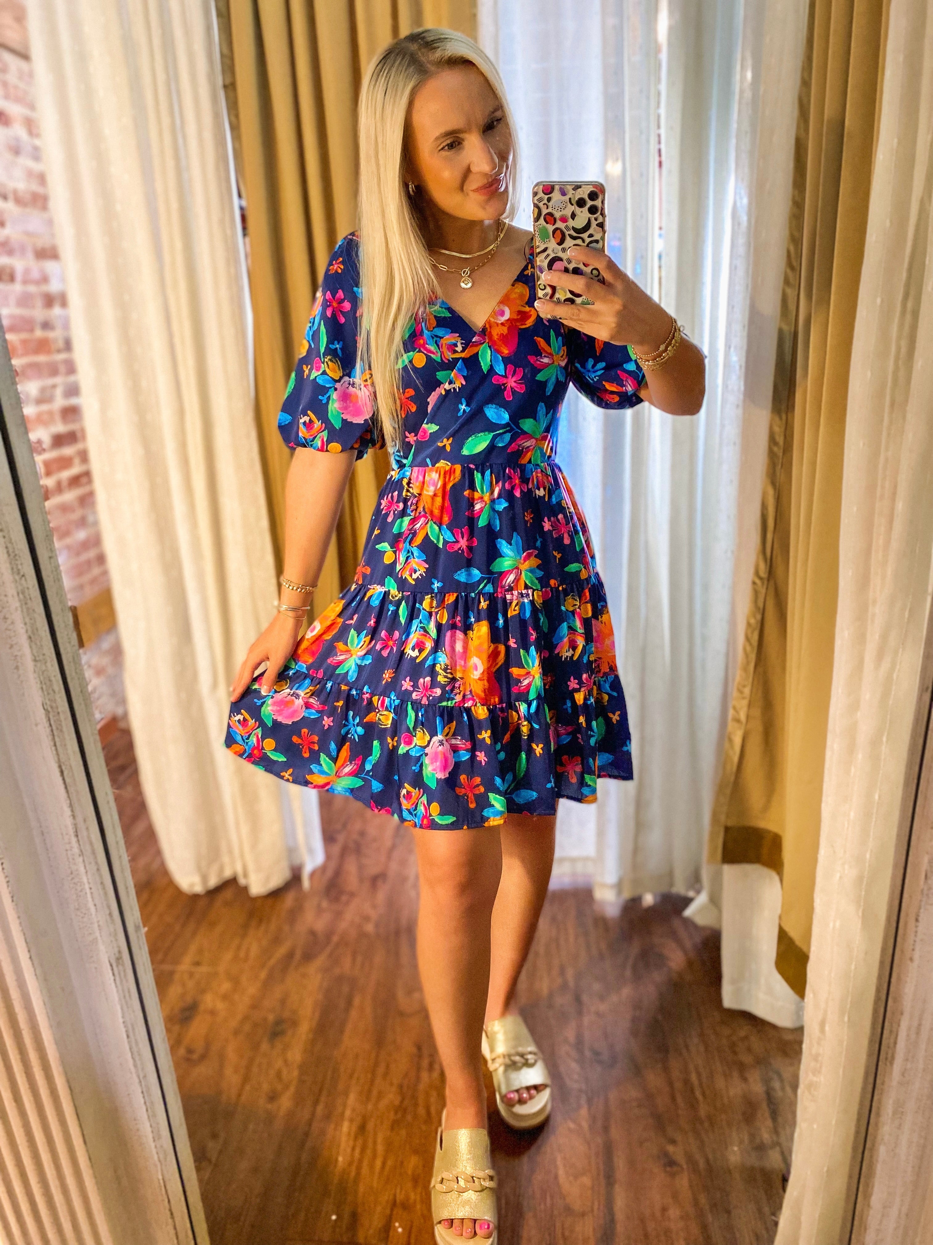 New Expression Navy Floral Dress