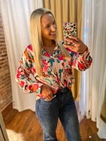Load image into Gallery viewer, Ain&#39;t It Fun Pink &amp; Orange Paisley Button Down Blouse
