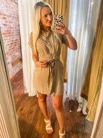 Load image into Gallery viewer, Brunch On Como Lake Button Down Mocha Dress
