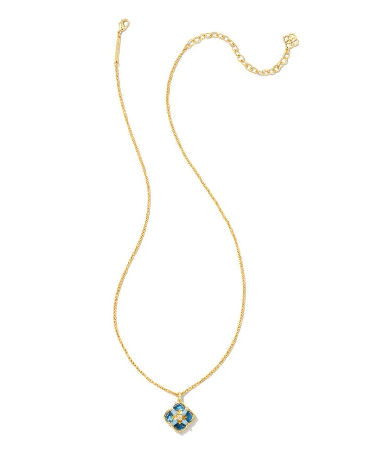 Dira Aqua Pendant Gold Necklace
