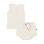 Load image into Gallery viewer, Kyte Baby Ribbed Henley Tank Set in Oat
