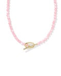 Sylvia Gold Pink Chalcedony Strand Necklace