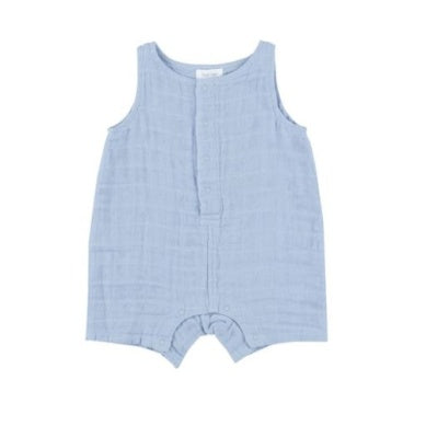 Angel Dear Dusty Blue Muslin Romper Shortie