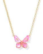 Load image into Gallery viewer, Bianca Pink Mix Butterfly Gold Pendant Necklace

