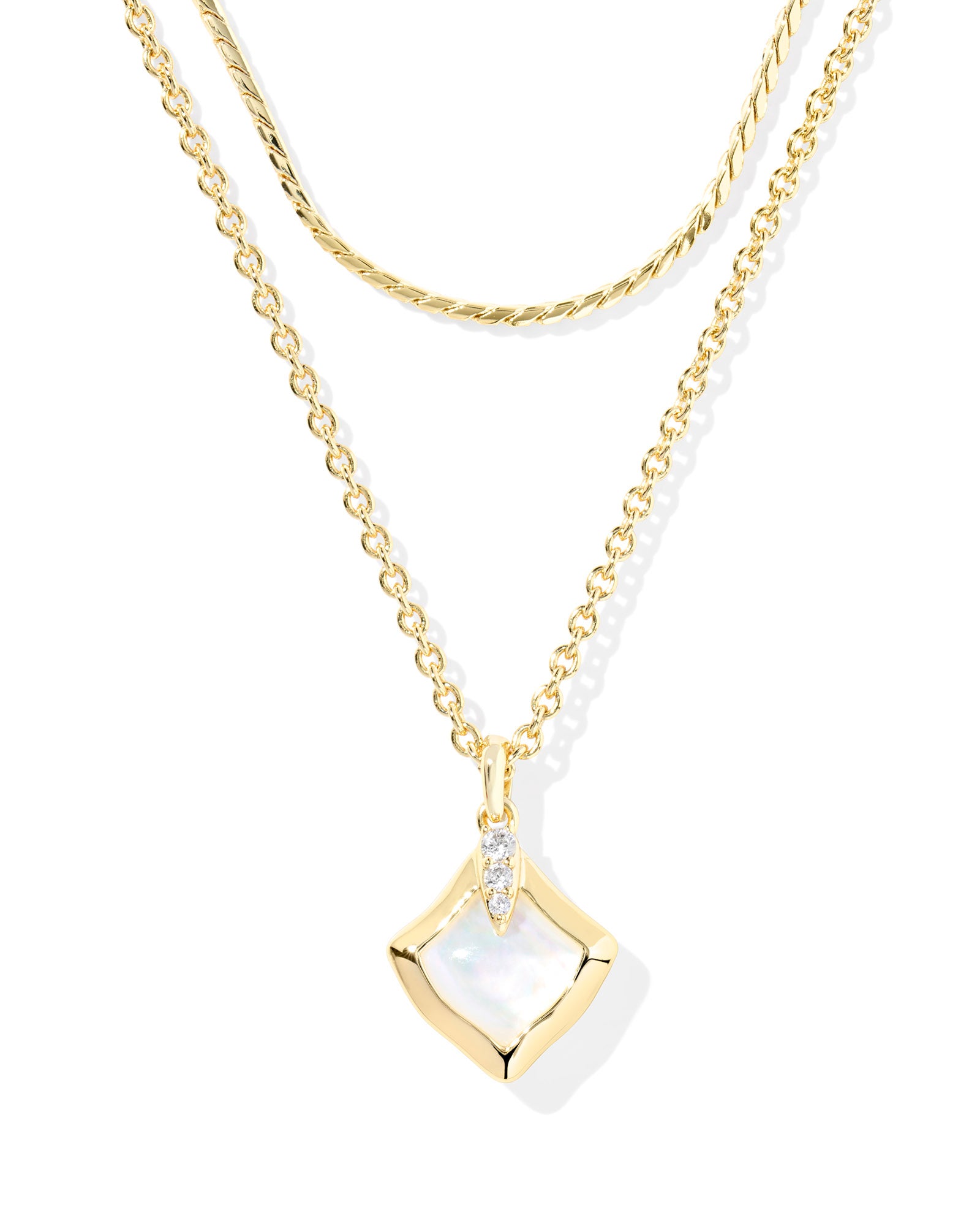 Joelle Ivory Mother Of Pearl Gold Multi Strand Necklace