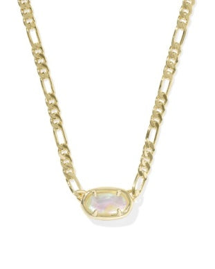 Elisa Gold Iridescent Abalone Figaro Chain Pendant Necklace