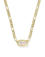 Load image into Gallery viewer, Elisa Gold Iridescent Abalone Figaro Chain Pendant Necklace
