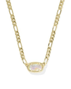 Elisa Gold Iridescent Abalone Figaro Chain Pendant Necklace
