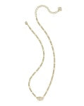 Elisa Gold Iridescent Abalone Figaro Chain Pendant Necklace