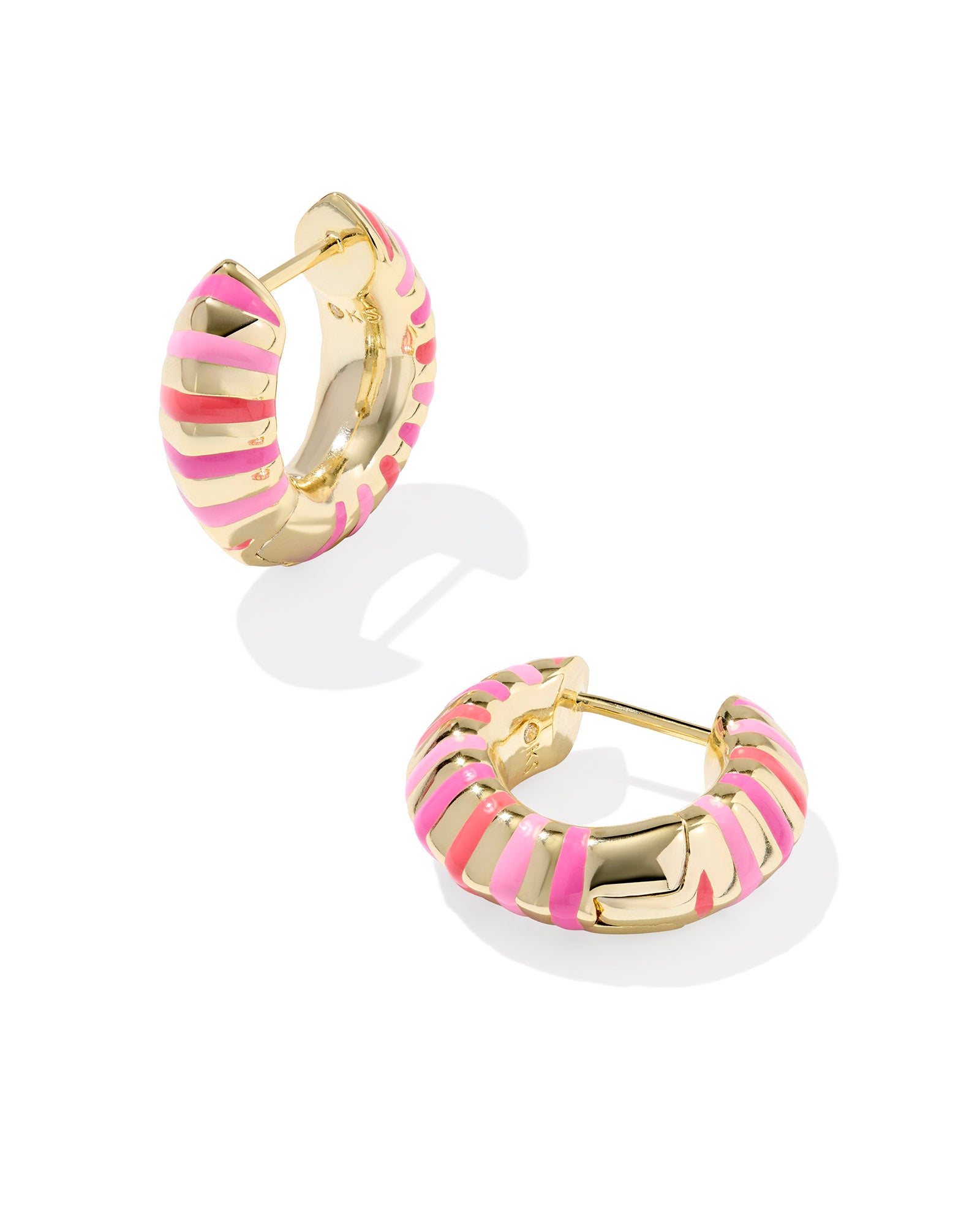 Mikki Enamel Pink Mix Gold Huggie Earring