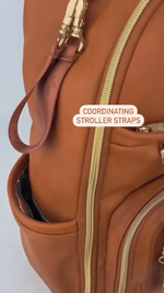 Load image into Gallery viewer, Cognac Boss Plus Itzy Ritzy Backpack Diaper Bag
