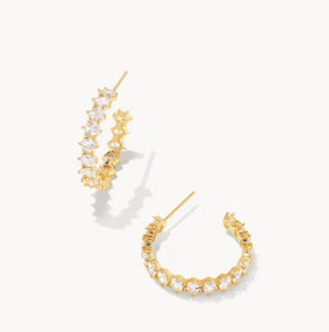 Cailin White Crystal Gold Hoop Earrings