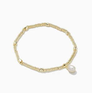 Lindsay White Pearl Gold Stretch Bracelet