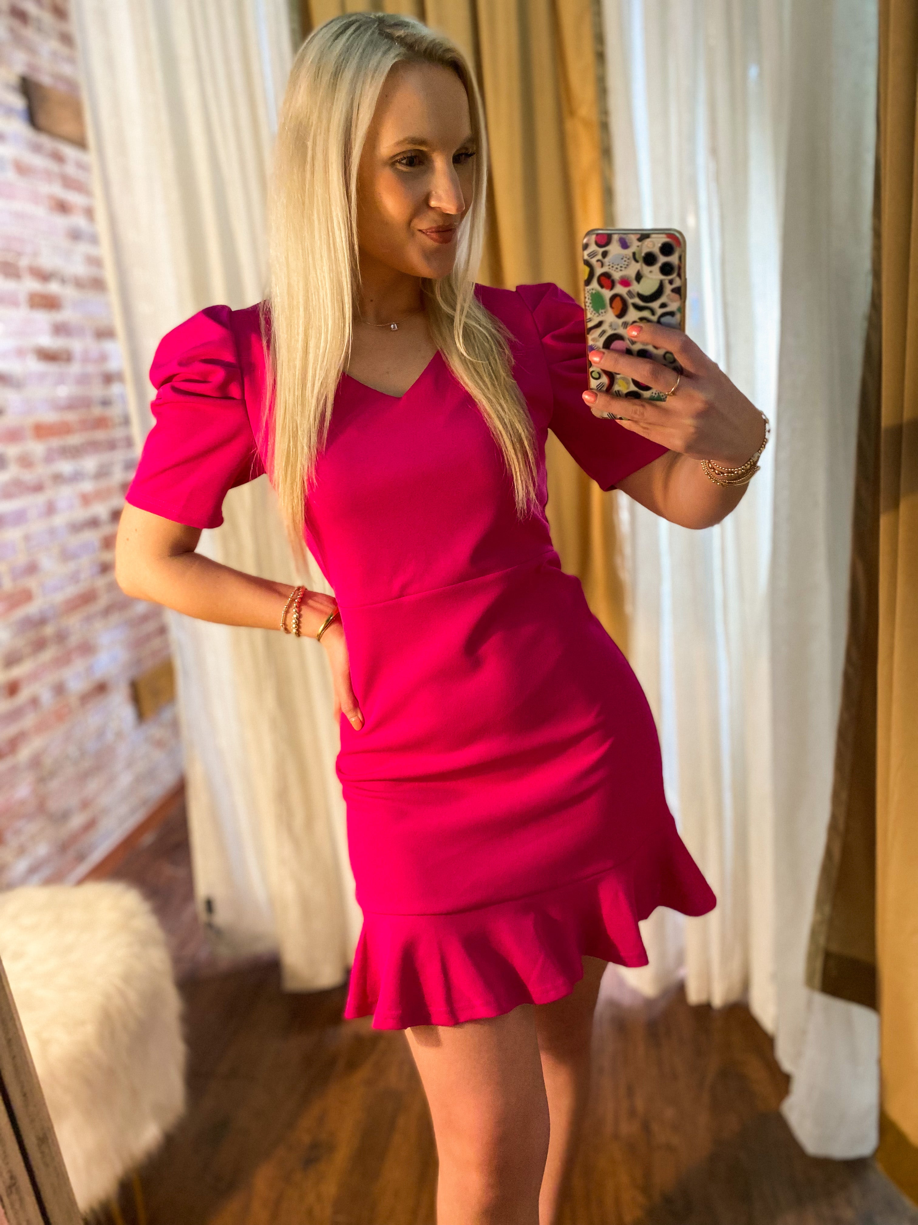 Ready For This Fuchsia Pink Ruffle Mini Dress