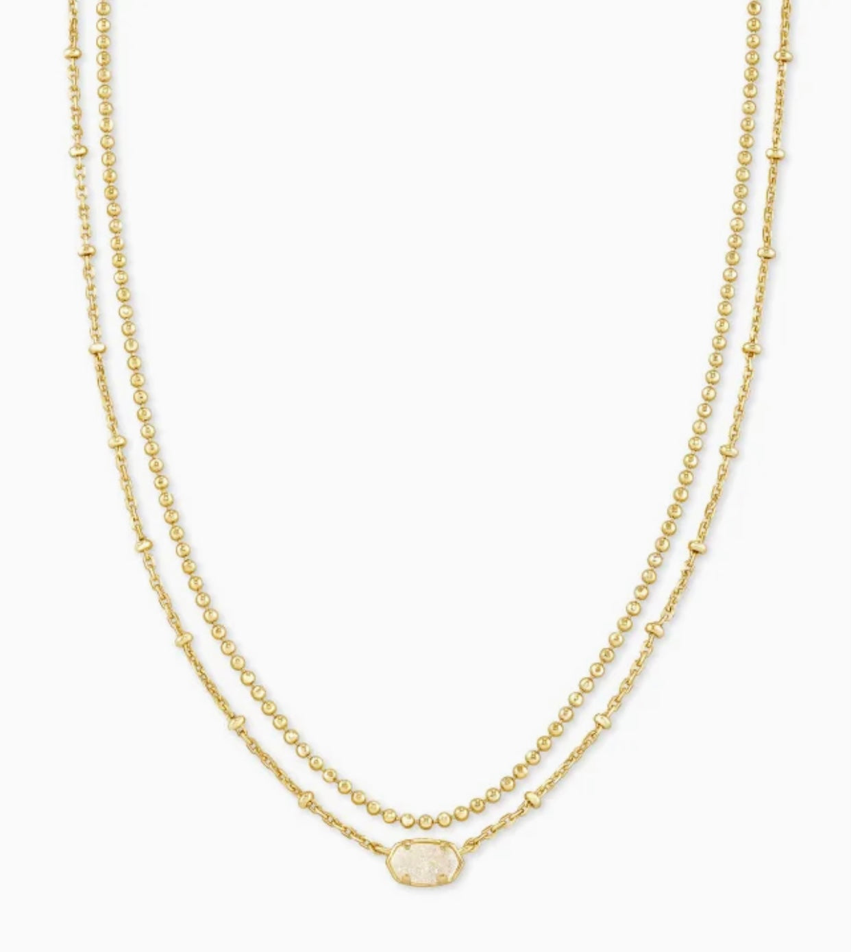 Emilie Iridescent Drusy Multi Strand Gold Necklace