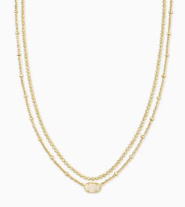 Emilie Iridescent Drusy Multi Strand Gold Necklace