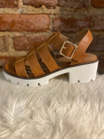 Load image into Gallery viewer, Fisher Cognac Hey Girl by Corkys Sandal
