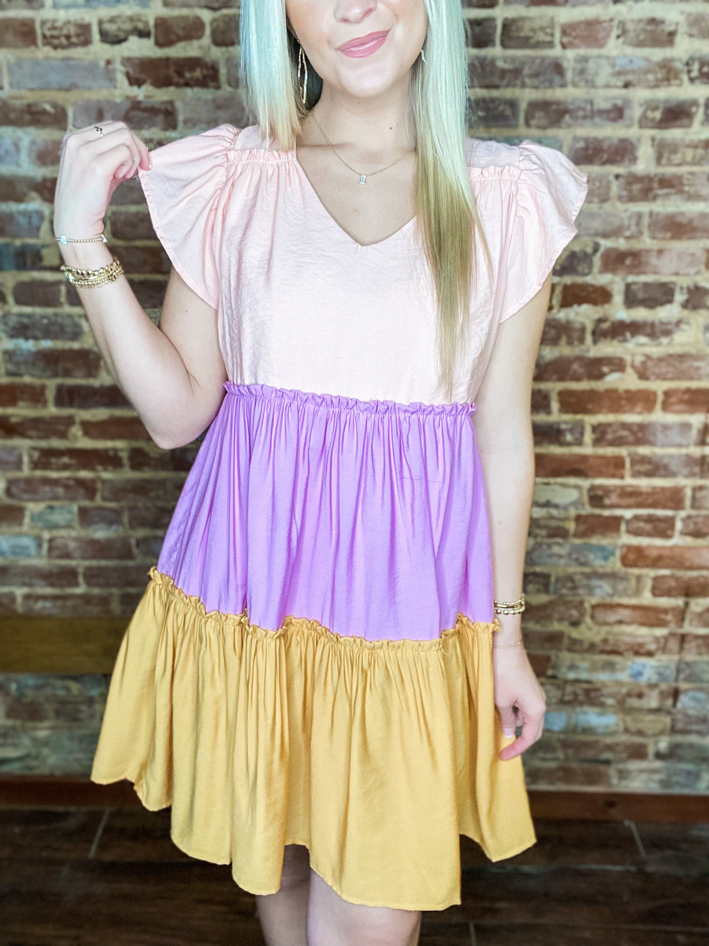Ready for Today Color Block Ruffle Dress