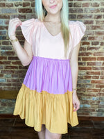 Load image into Gallery viewer, Ready for Today Color Block Ruffle Dress
