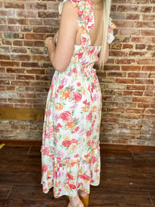 Pretty Melody Floral Smocked Sleeveless Maxi Dress