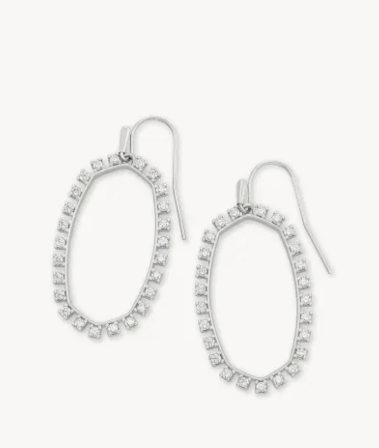 Elle Open Frame Crystal Drop Silver Earrings