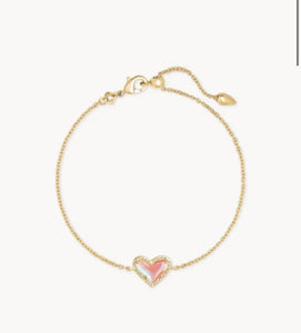 Ari Dichroic Glass Heart Gold Chain Bracelet